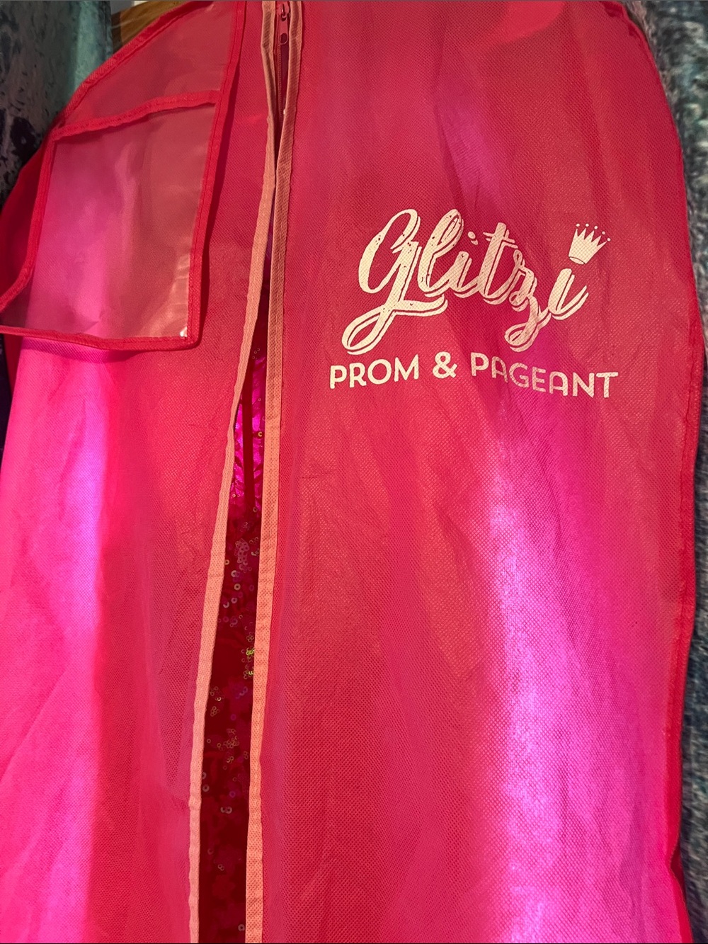 Sherri Hill Hot Pink Sequin High-Slit removable train prom dress - Picture 17 of 17